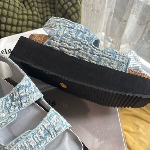 Palm Angels Blue and Black Sandals with Platform Sole - Picture 5 of 8